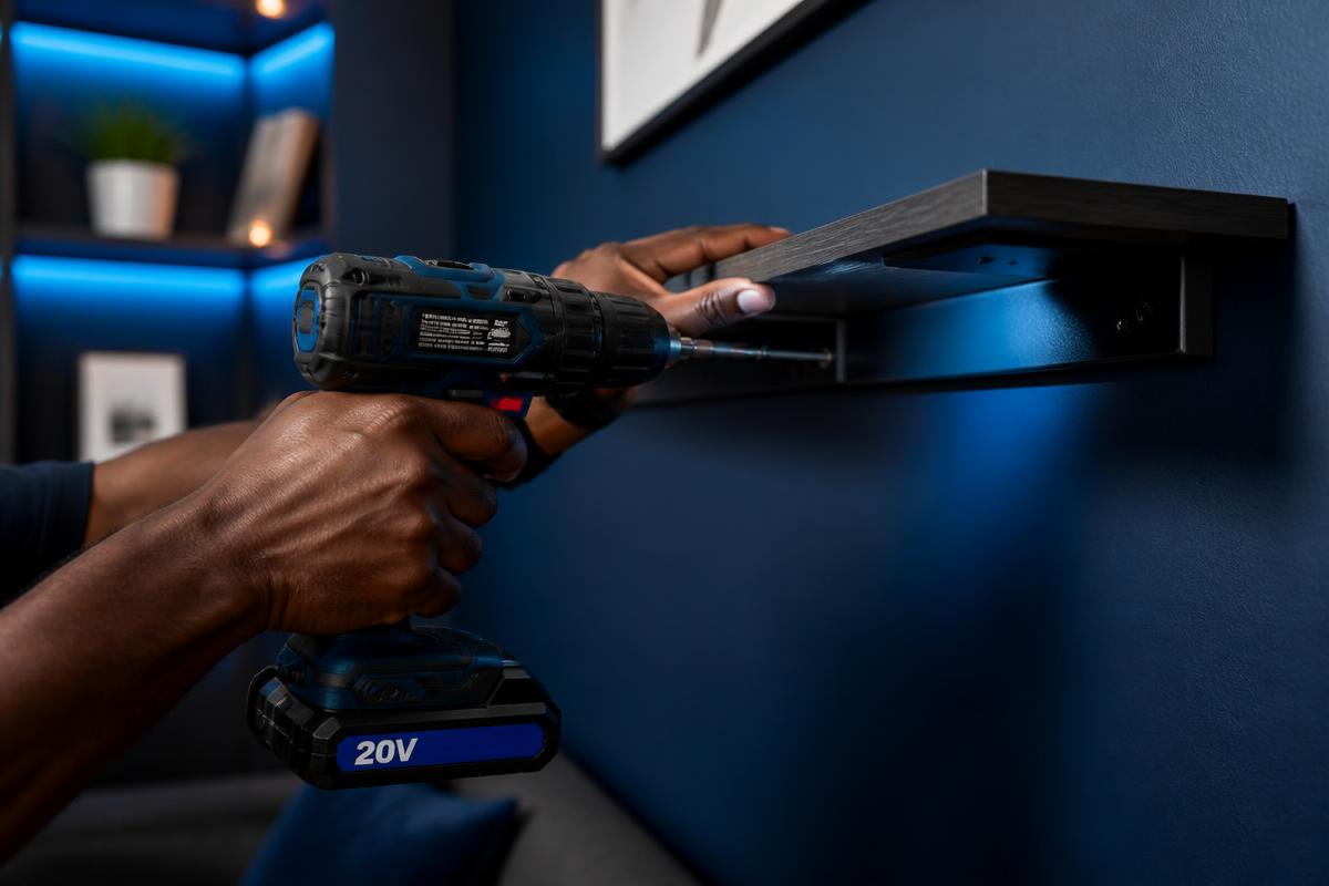 Handyman installing a fixture during a home repair job in Atlanta